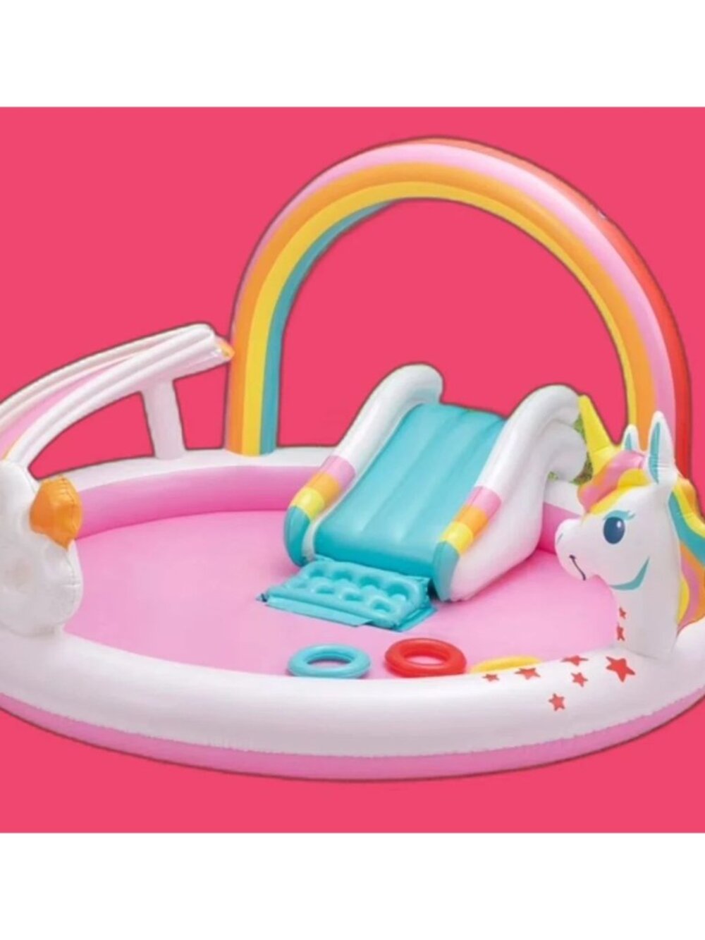 Bluescape Rainbow Unicorn Play Center Inflatable Kids Pool Play Center Toys NEW